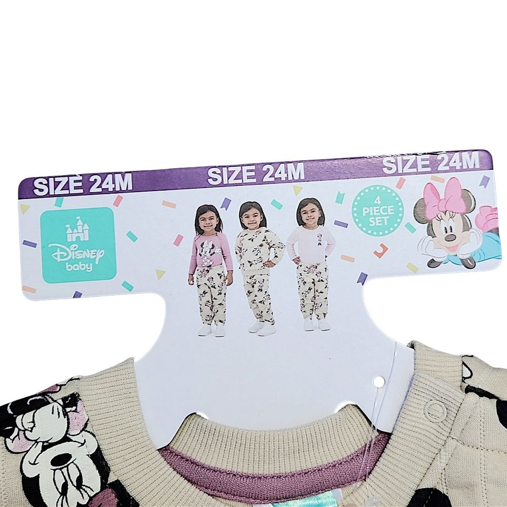 Disney Baby Minnie Mouse 4-Piece Bodysuits Long Sleeve Top Pant Set Kid 24 Month - Picture 9 of 12